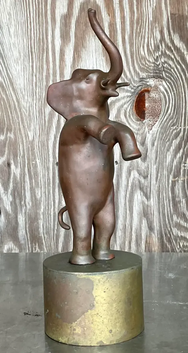 Vintage Boho Bronze Dancing Elephant Statue — additional photo 6