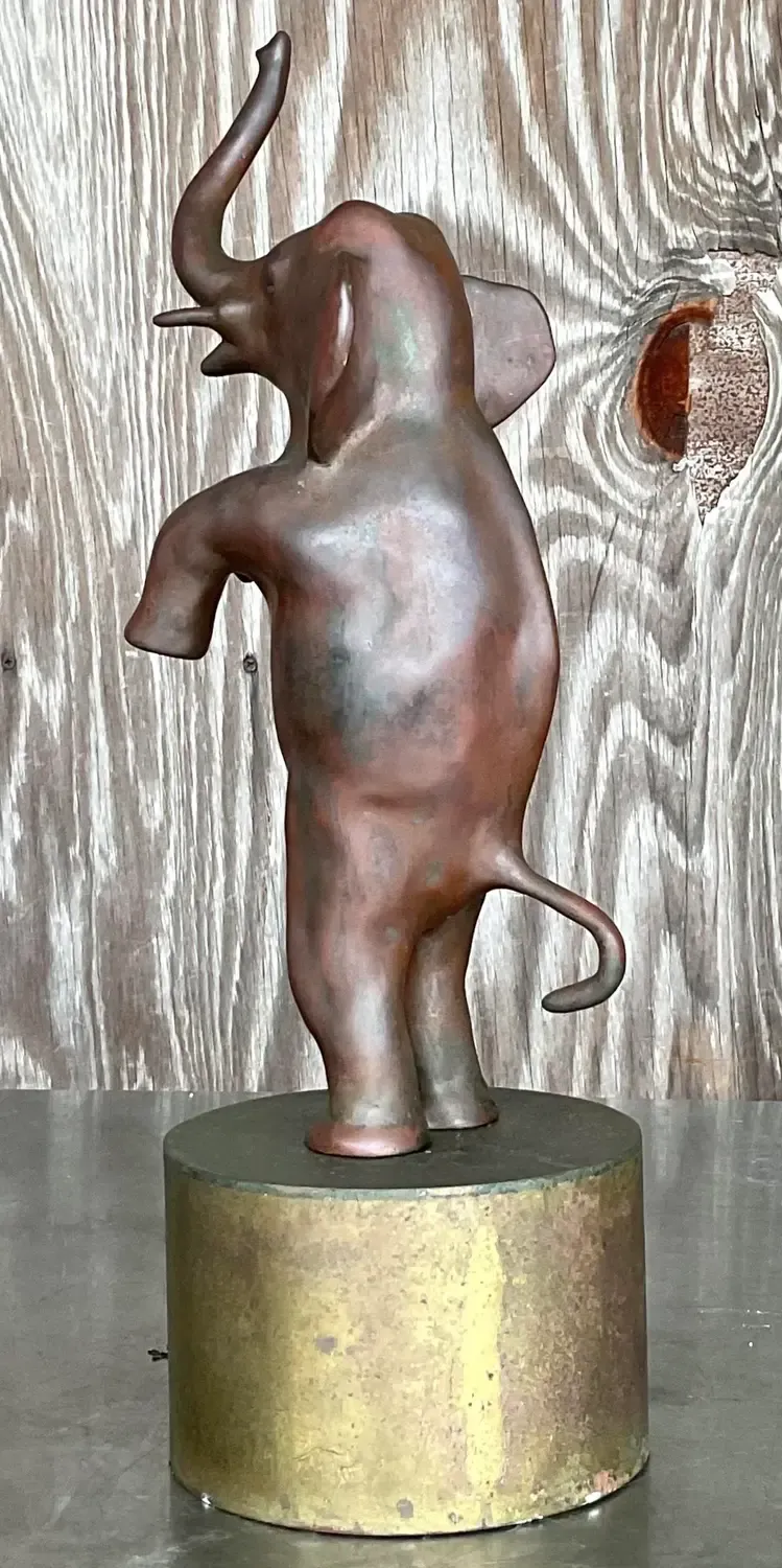 Vintage Boho Bronze Dancing Elephant Statue — additional photo 7