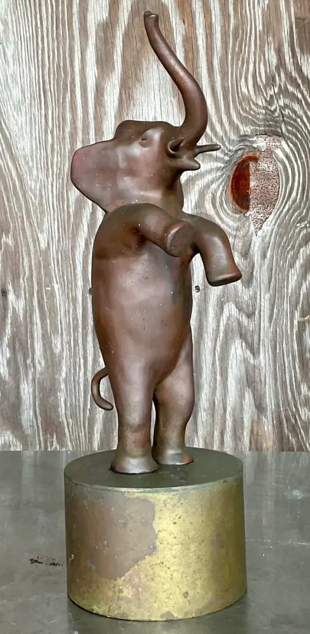 Vintage Boho Bronze Dancing Elephant Statue — additional photo 8
