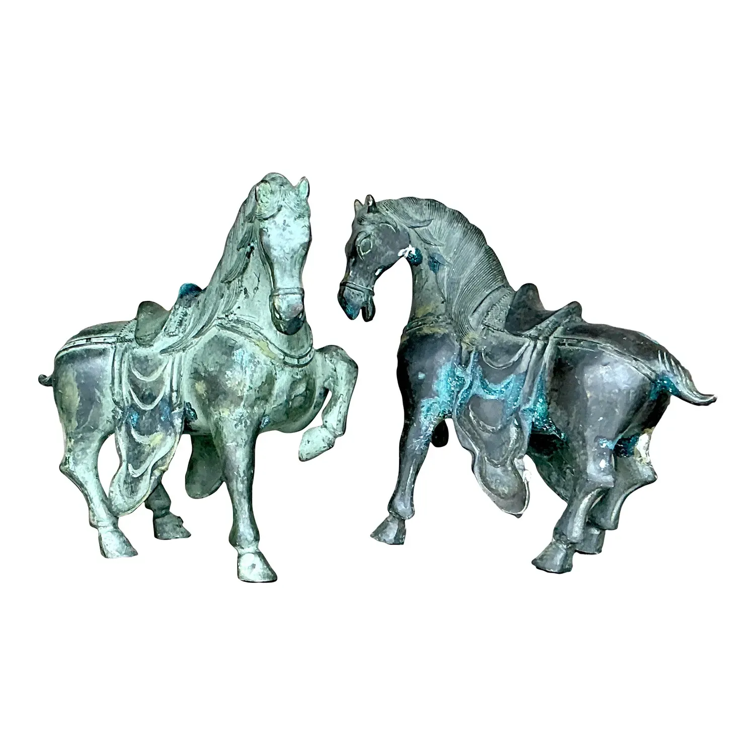 Vintage Boho Bronze Temple Horses - Set of 2 — additional photo 1