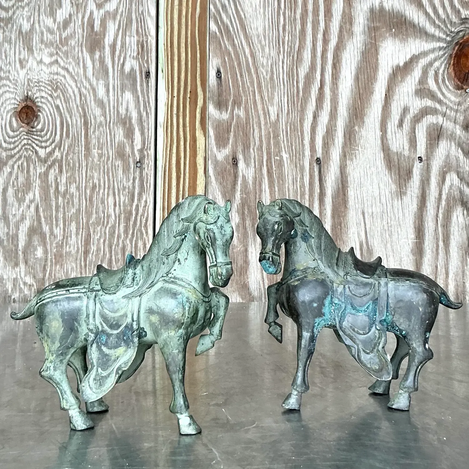 Vintage Boho Bronze Temple Horses - Set of 2 — additional photo 2