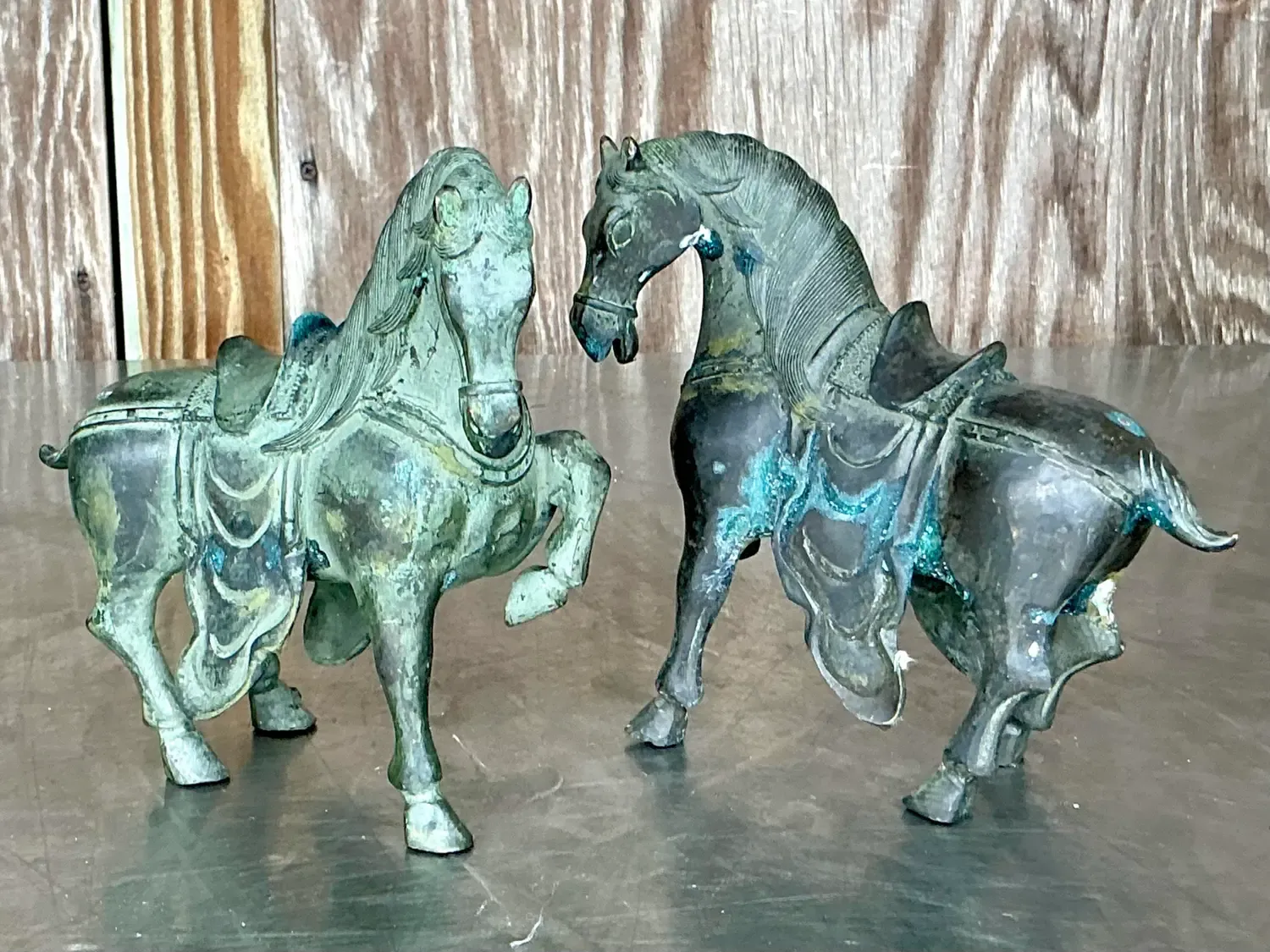 Vintage Boho Bronze Temple Horses - Set of 2 — additional photo 3