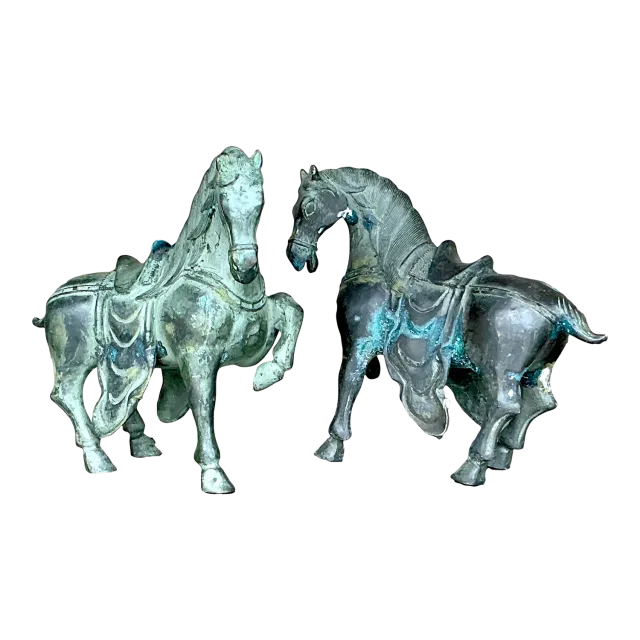Vintage Boho Bronze Temple Horses - Set of 2 — additional photo 4
