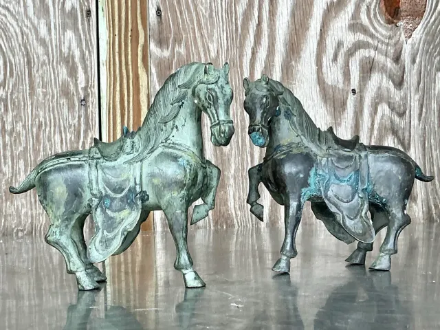 Vintage Boho Bronze Temple Horses - Set of 2 — additional photo 6
