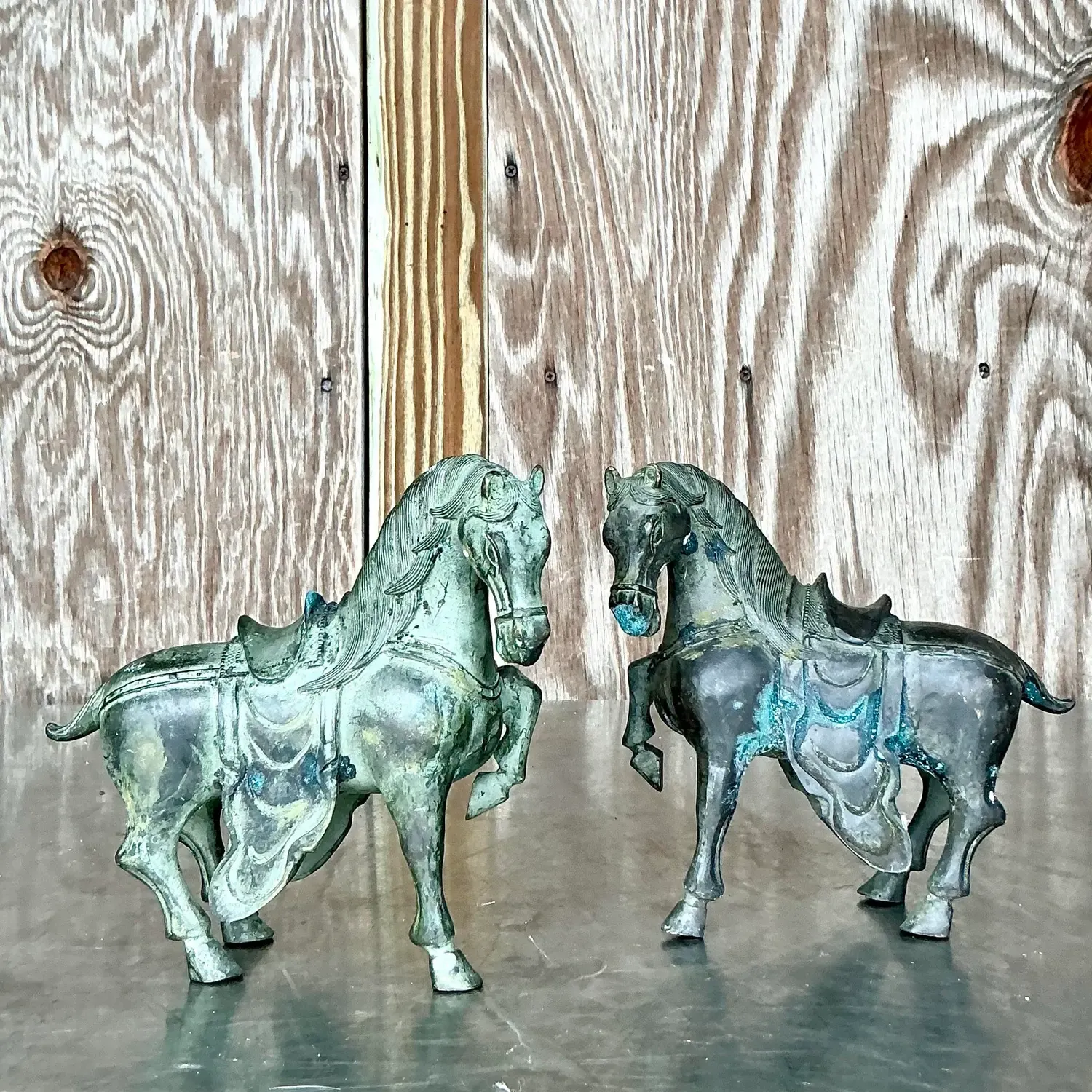 Vintage Boho Bronze Temple Horses - Set of 2 — additional photo 7