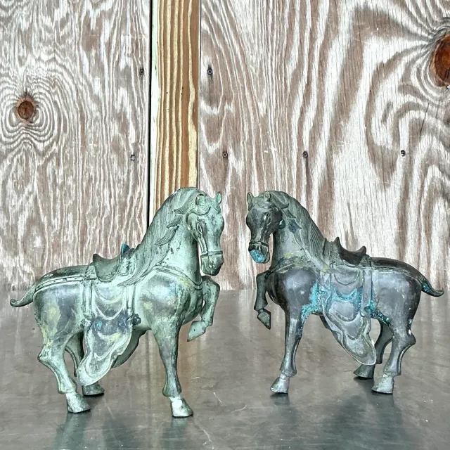 Vintage Boho Bronze Temple Horses - Set of 2 — additional photo 8