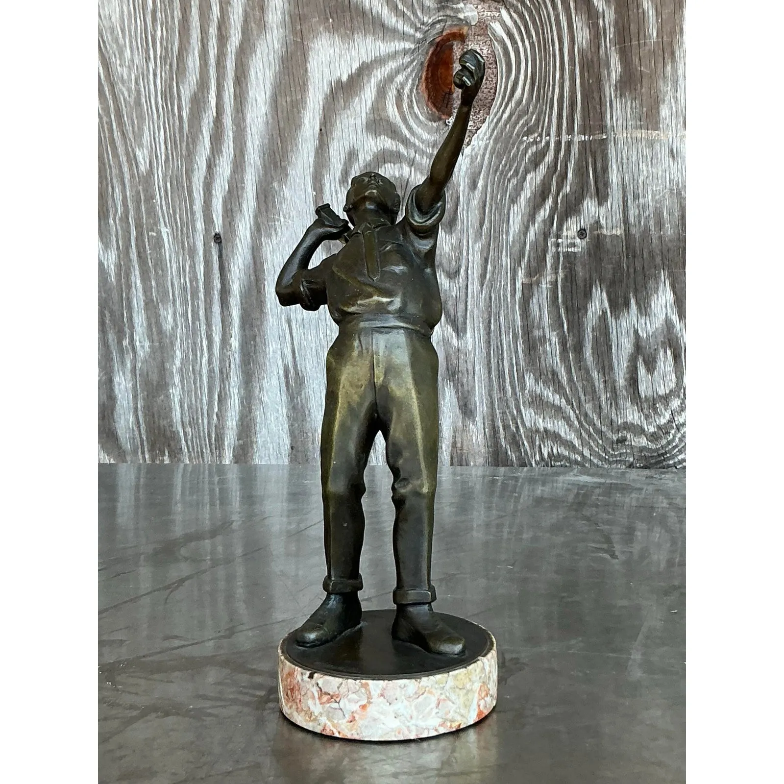 Vintage Boho Bronze Tennis Player Sculpture — additional photo 4