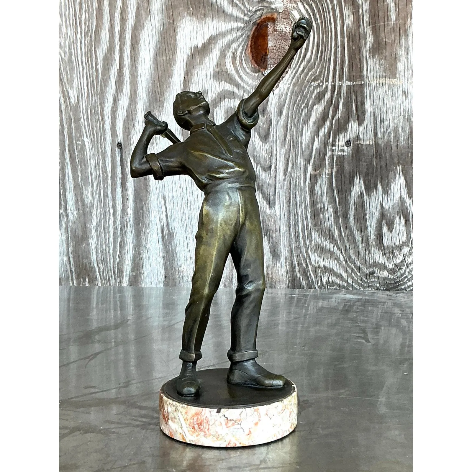 Vintage Boho Bronze Tennis Player Sculpture — additional photo 6