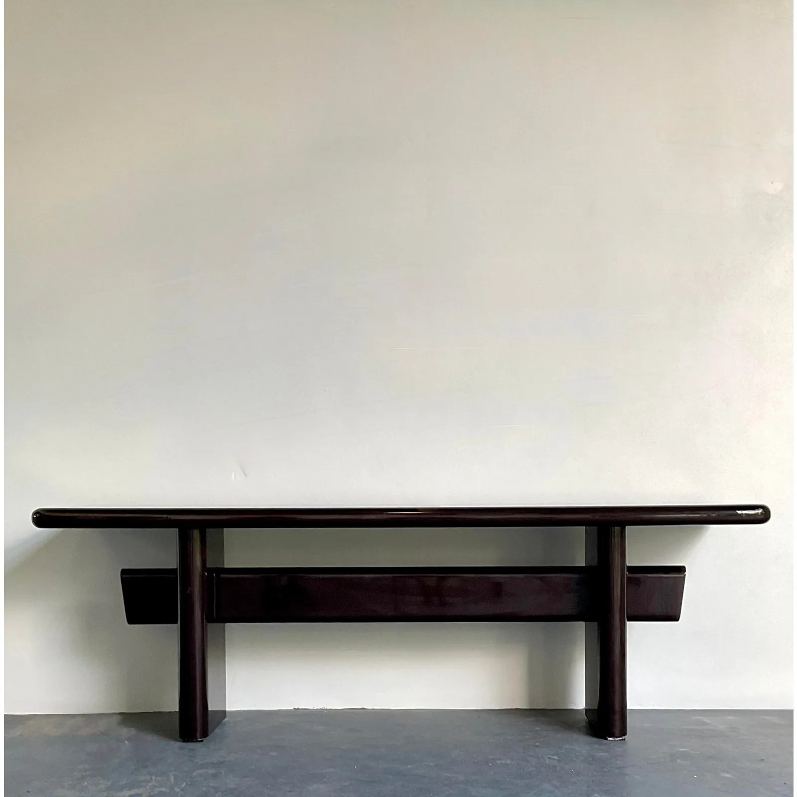 Vintage Boho Brown Lacquered Console Table — additional photo 1