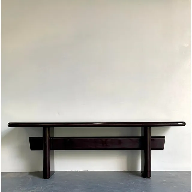 Vintage Boho Brown Lacquered Console Table — additional photo 1