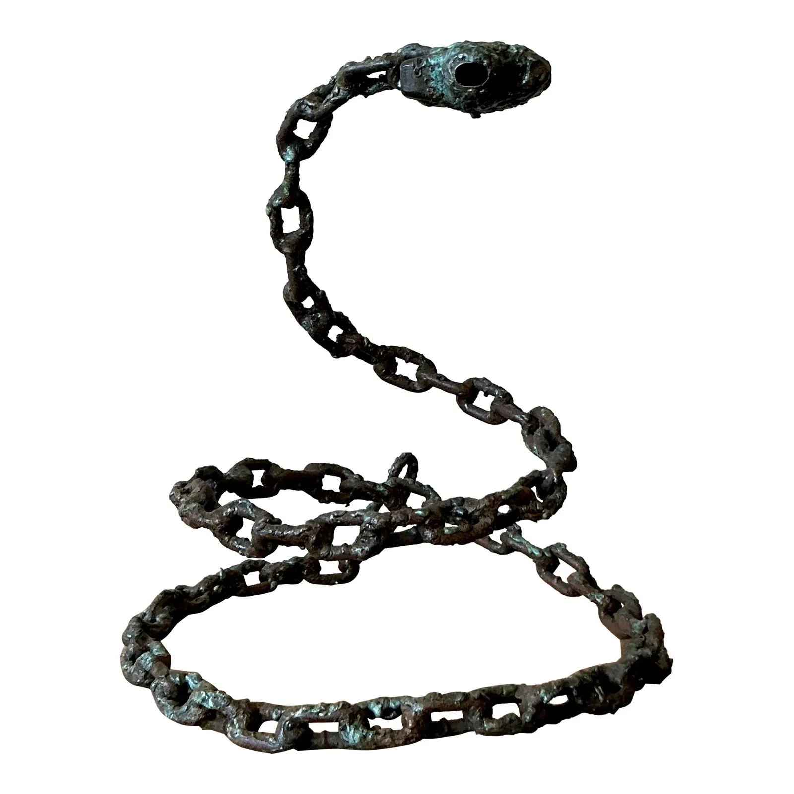 Vintage Boho Brutalist Chain Link Snake Sculpture — additional photo 1