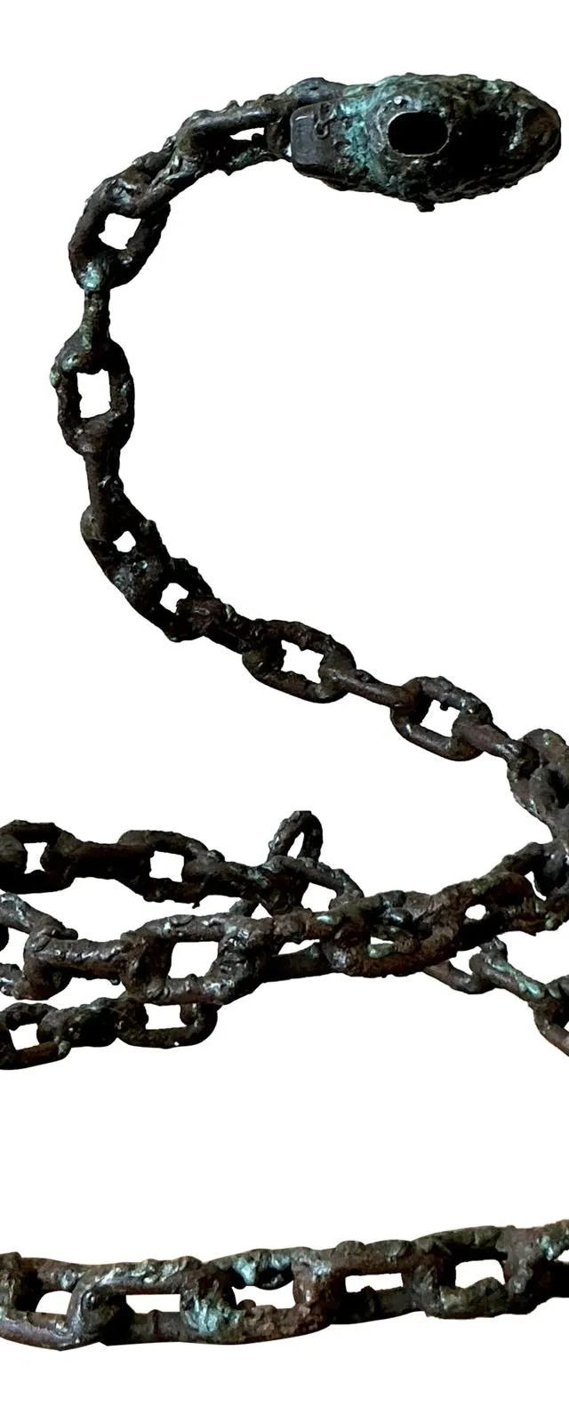 Vintage Boho Brutalist Chain Link Snake Sculpture