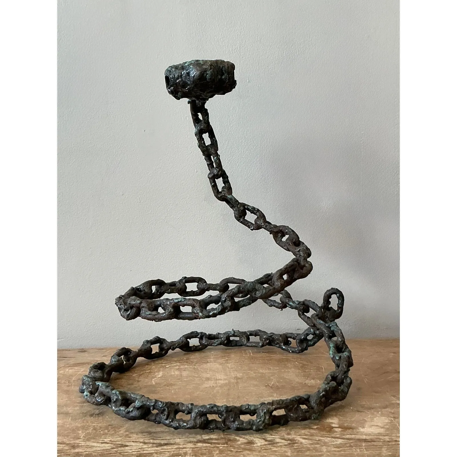Vintage Boho Brutalist Chain Link Snake Sculpture — additional photo 4