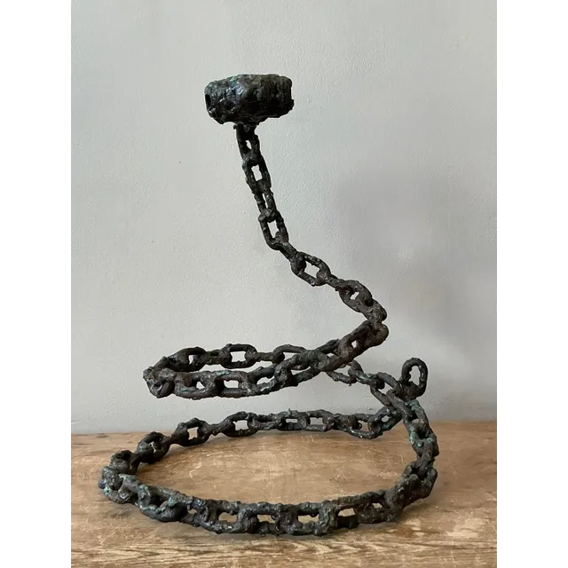 Vintage Boho Brutalist Chain Link Snake Sculpture — additional photo 4