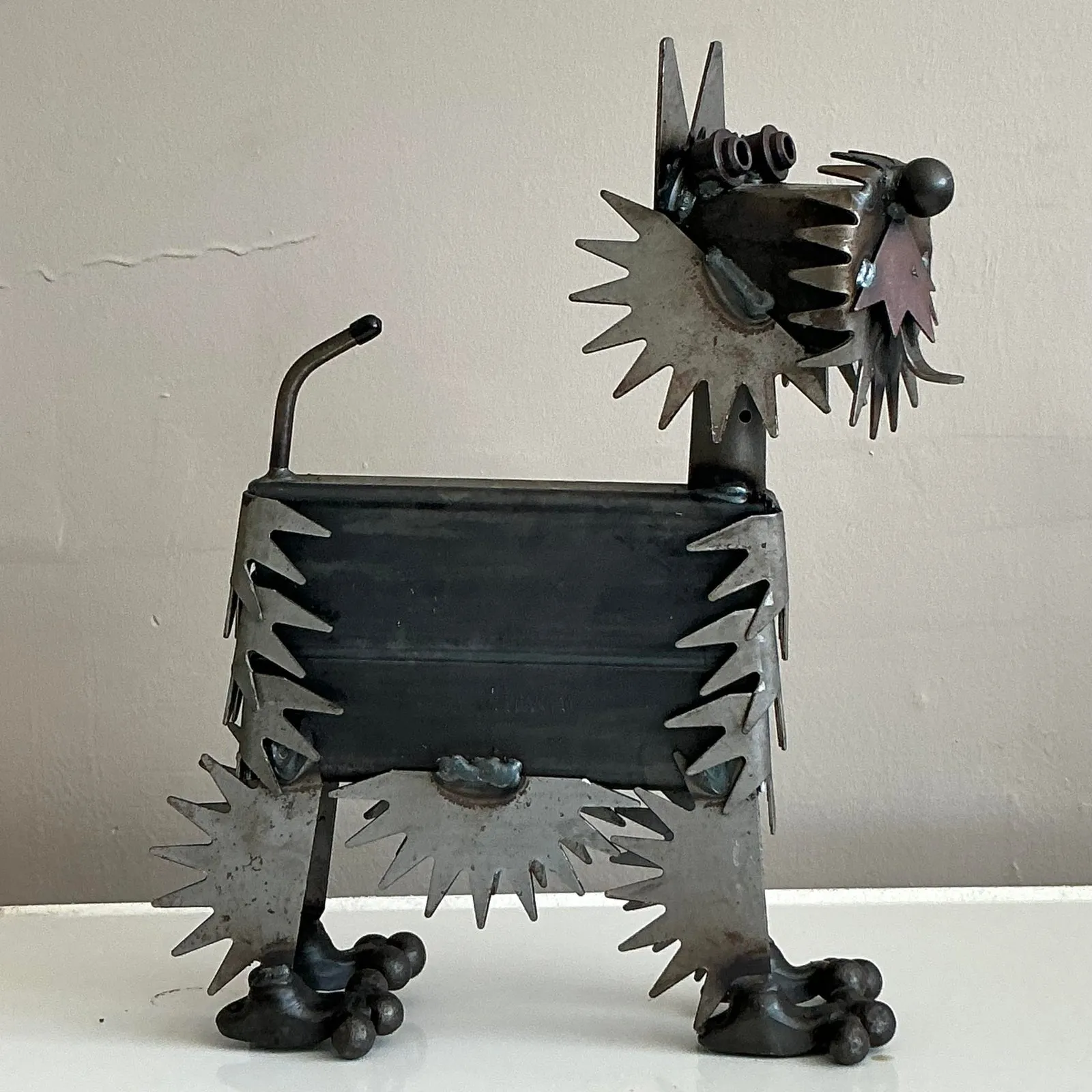 Vintage Boho Brutalist Torch Cut Sculpture of Dog — additional photo 2