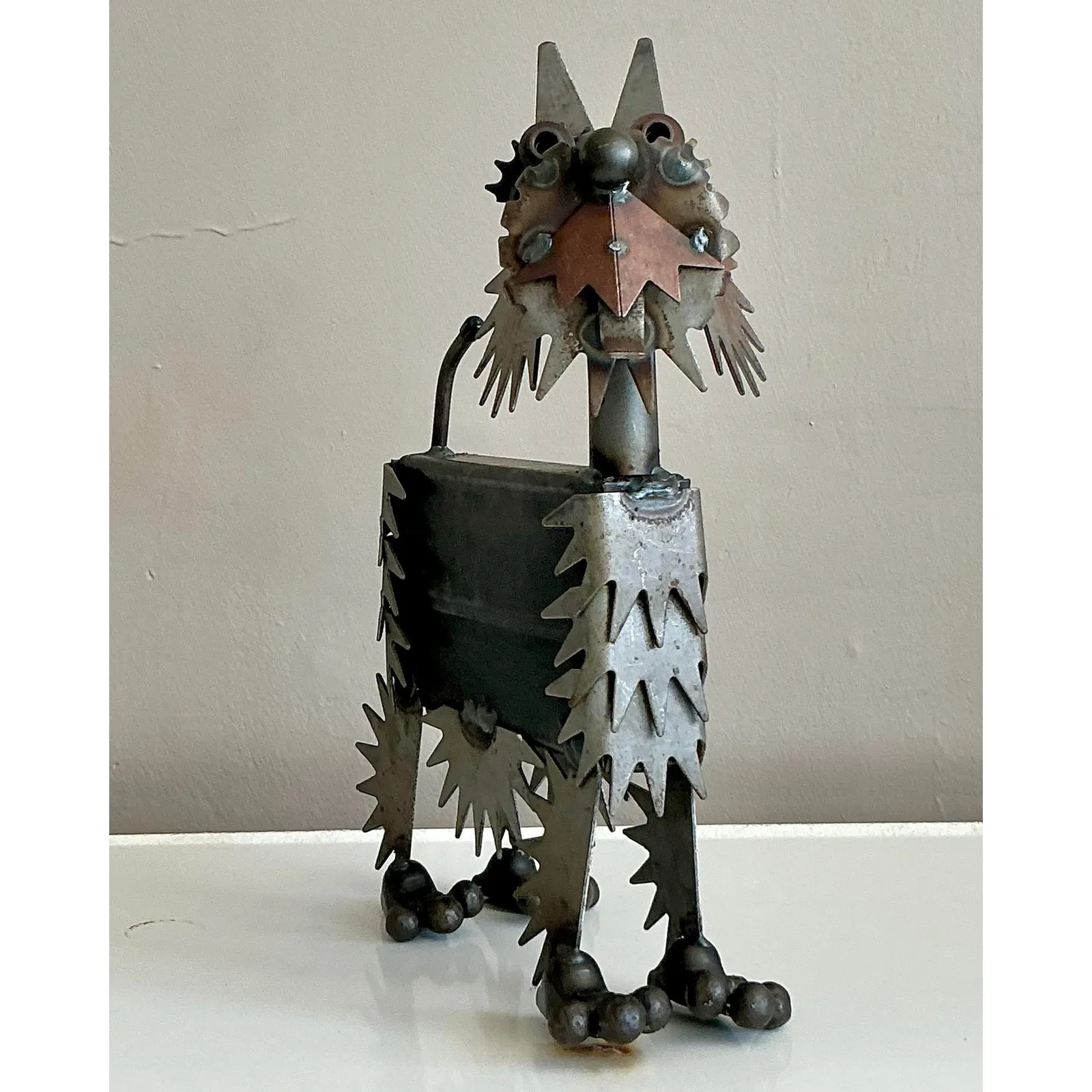 Vintage Boho Brutalist Torch Cut Sculpture of Dog — additional photo 3