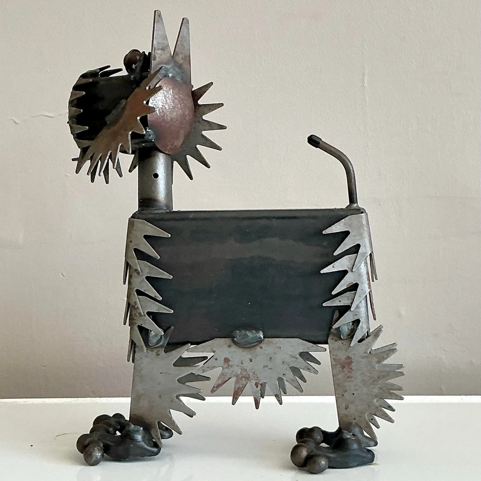 Vintage Boho Brutalist Torch Cut Sculpture of Dog — additional photo 4