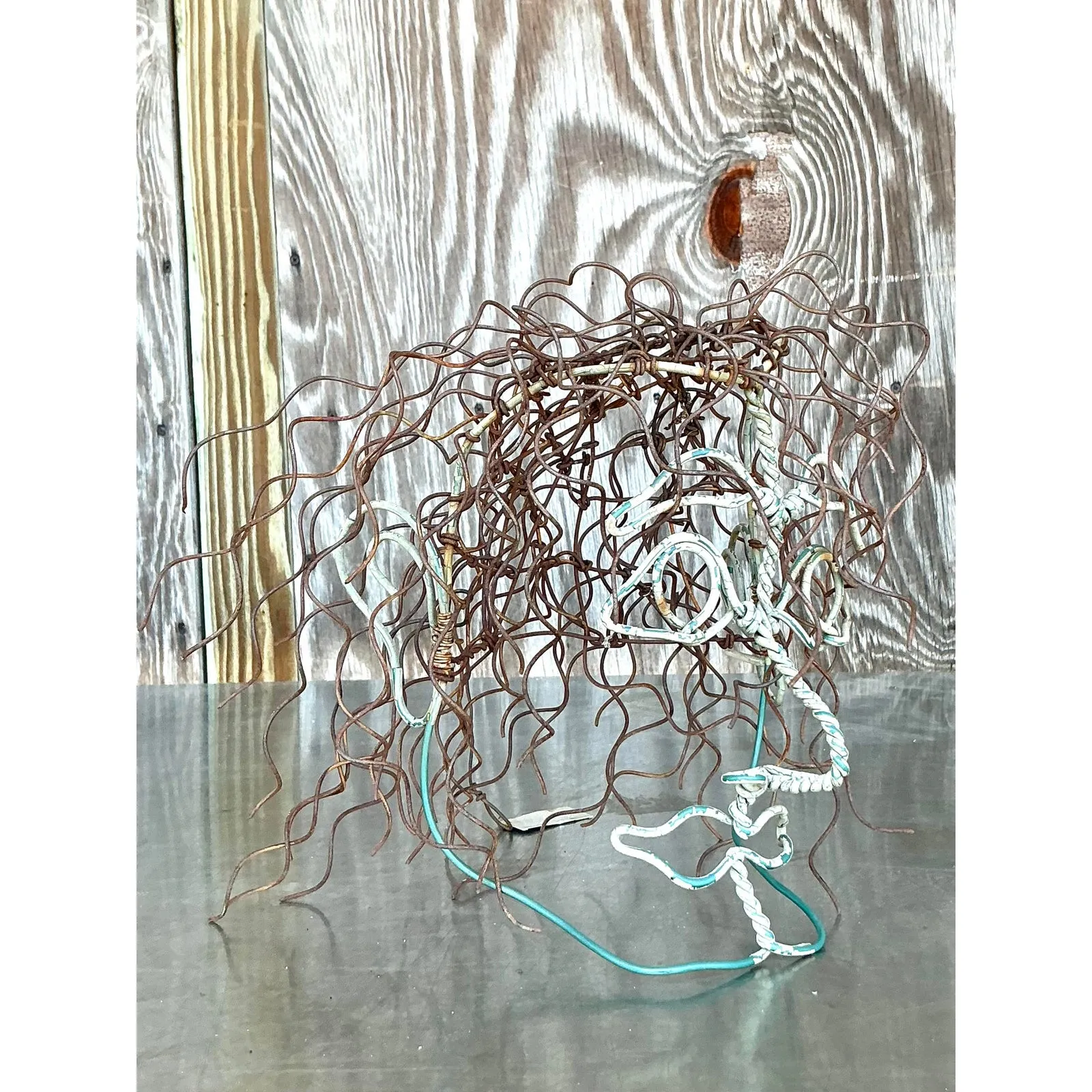 Vintage Boho Brutalist Wire Sculpture of Head — additional photo 2