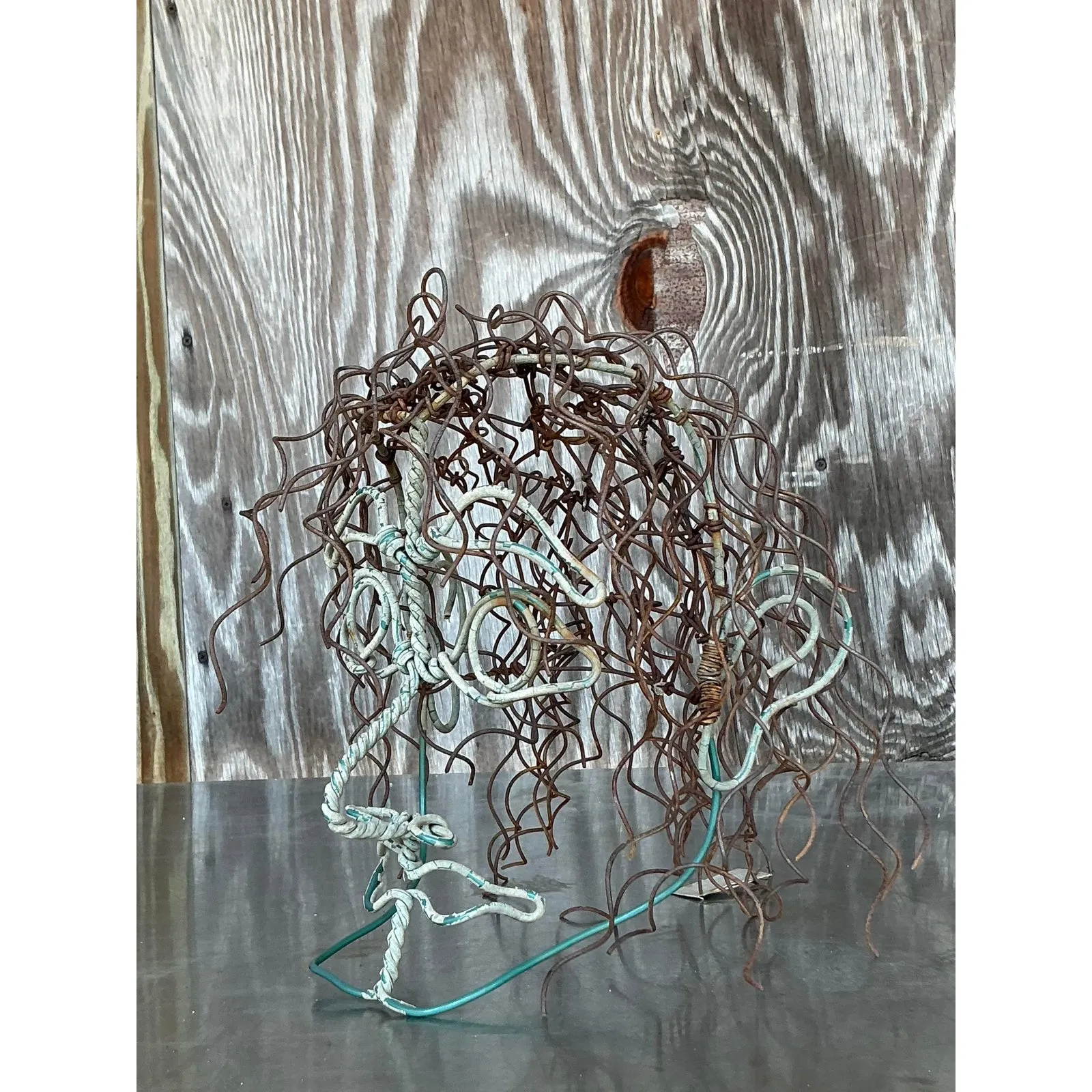Vintage Boho Brutalist Wire Sculpture of Head — additional photo 4