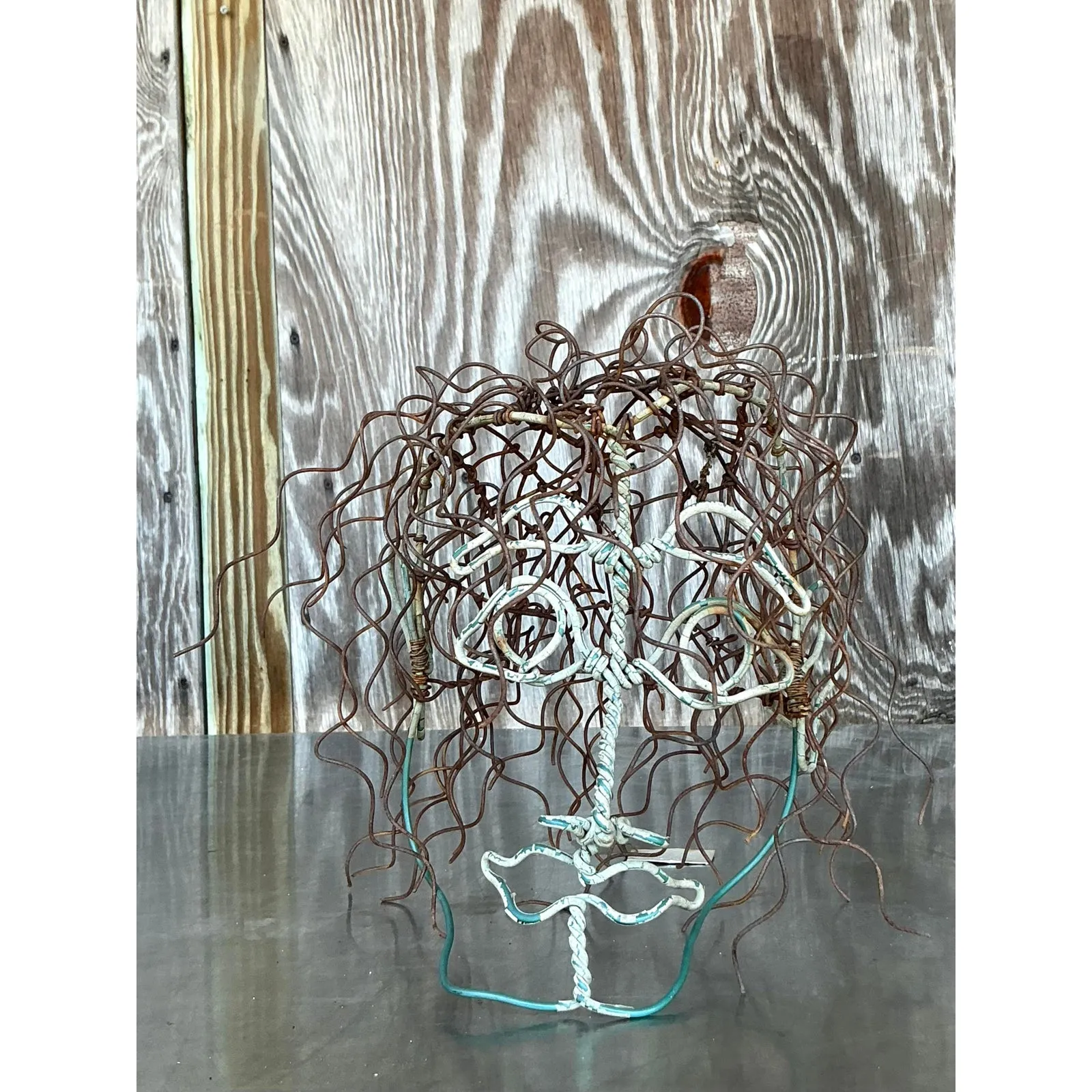 Vintage Boho Brutalist Wire Sculpture of Head — additional photo 5