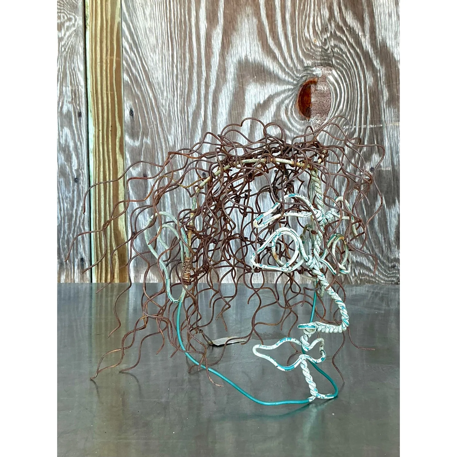 Vintage Boho Brutalist Wire Sculpture of Head — additional photo 6