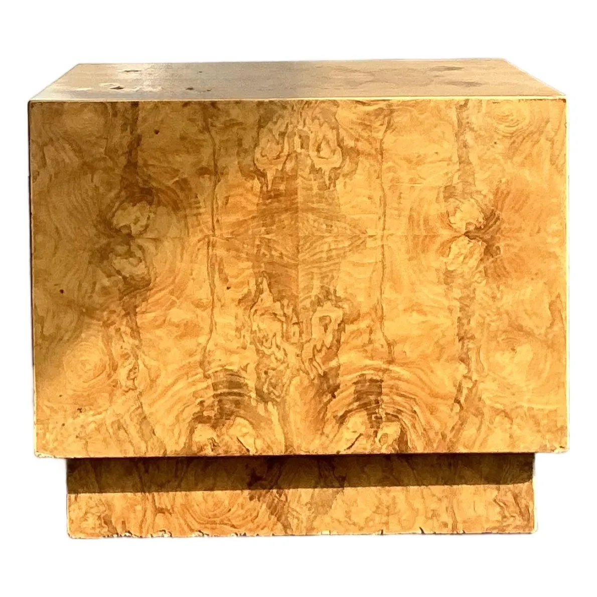 Vintage Boho Burl Wood Cube Side Table — additional photo 1
