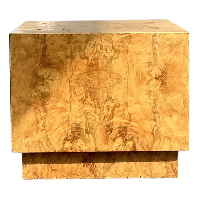 Vintage Boho Burl Wood Cube Side Table — additional photo 1