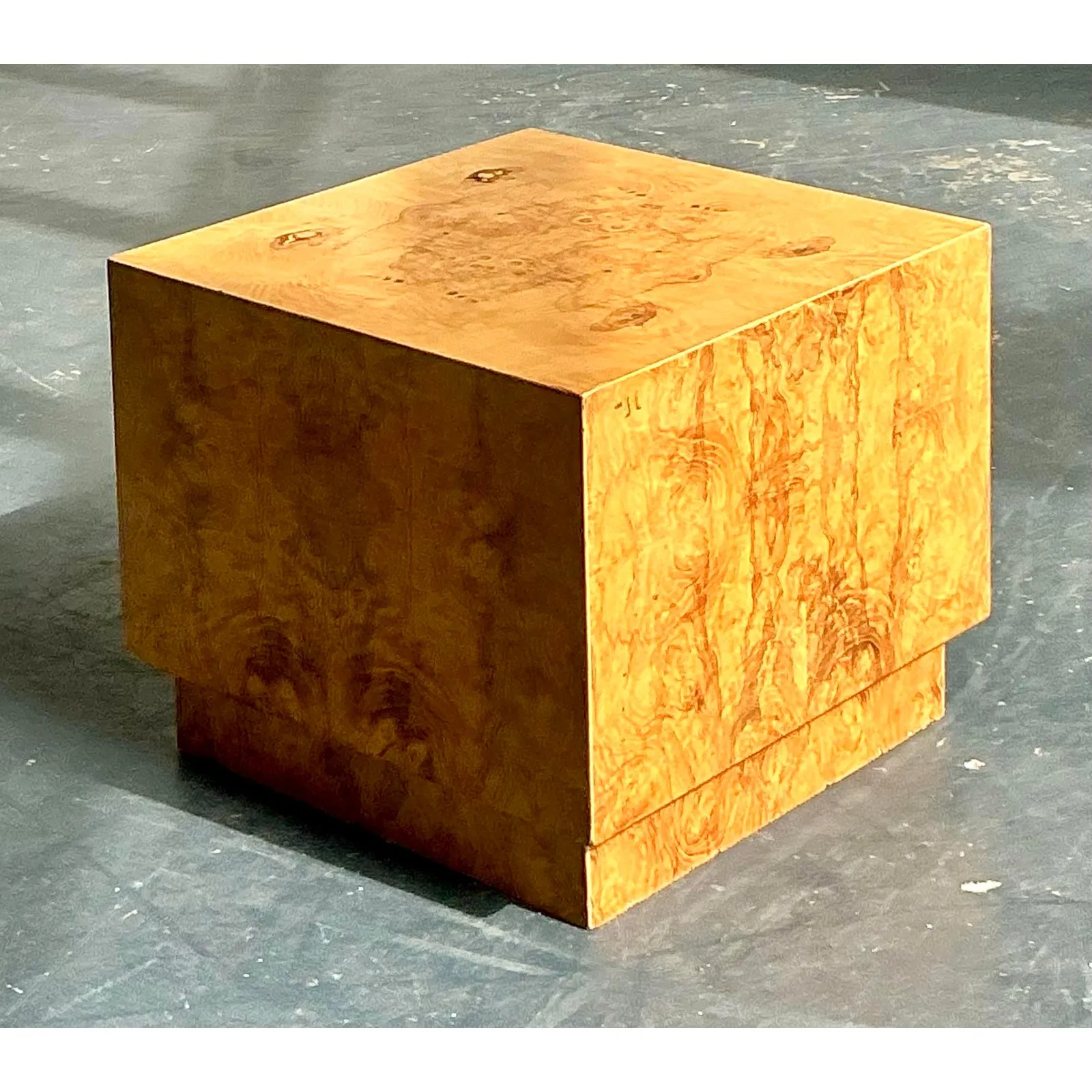 Vintage Boho Burl Wood Cube Side Table — additional photo 4