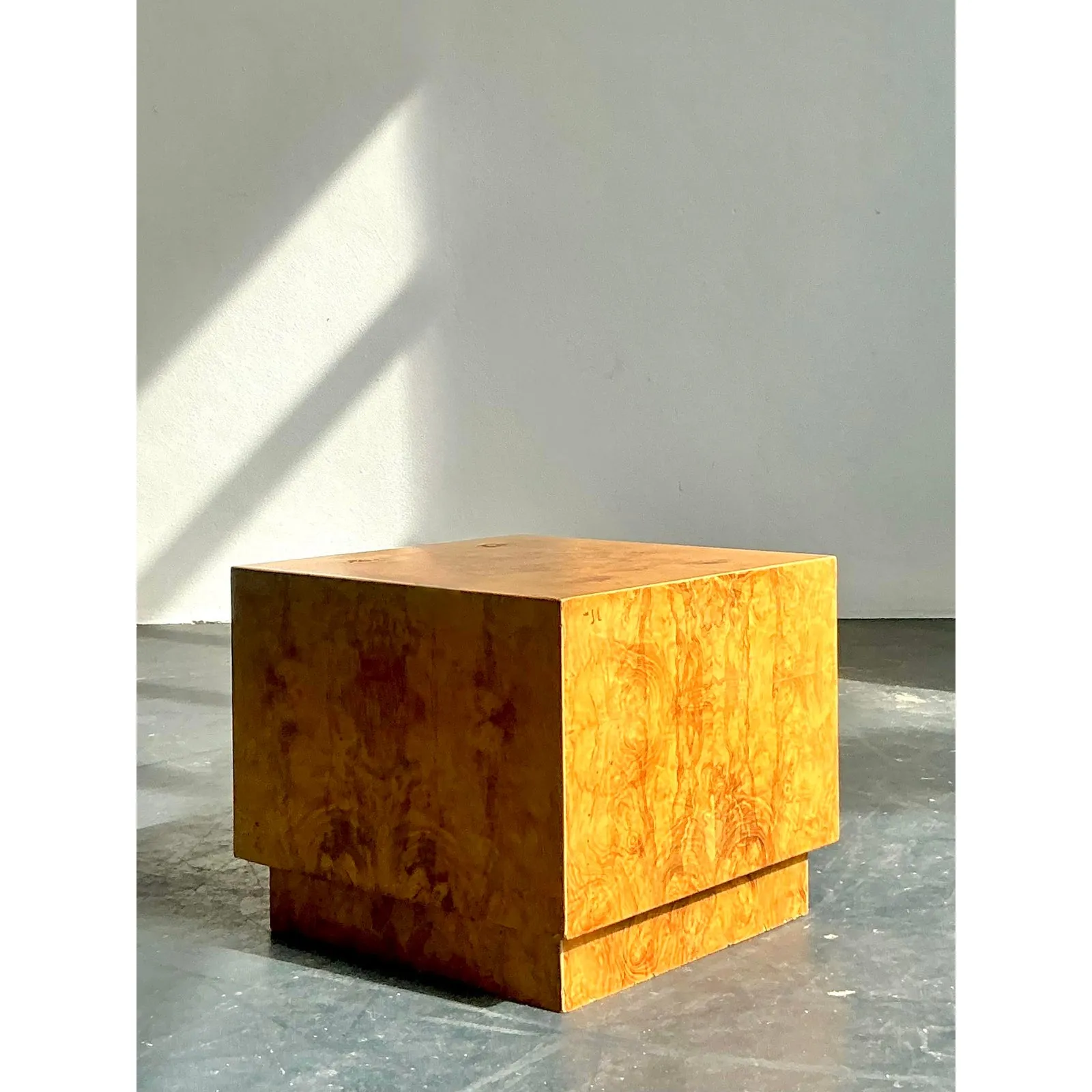 Vintage Boho Burl Wood Cube Side Table — additional photo 5