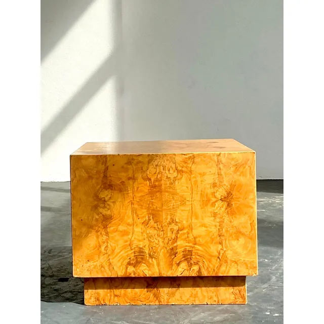 Vintage Boho Burl Wood Cube Side Table — additional photo 6