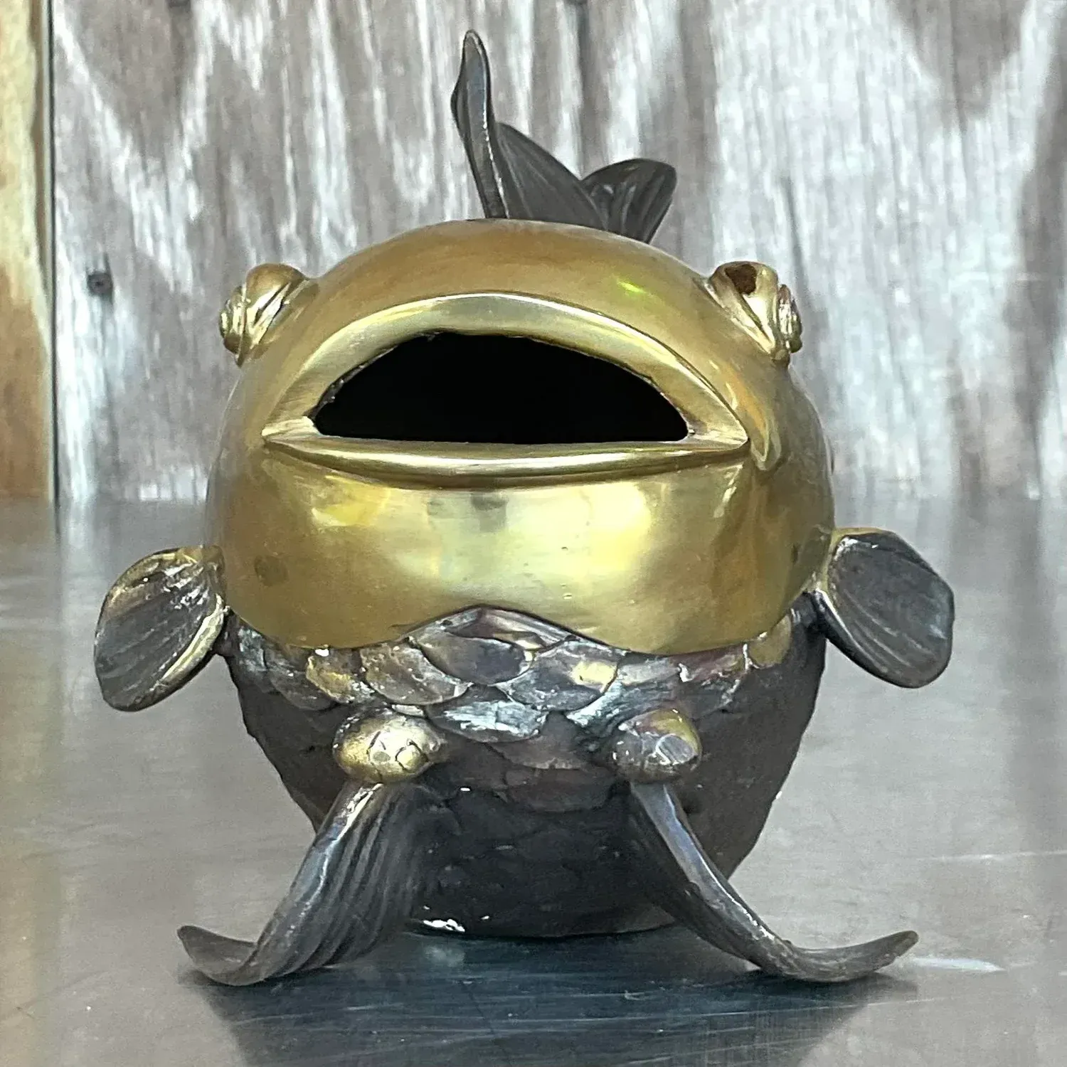 Vintage Boho Burnishes Brass Koi Fish — additional photo 1