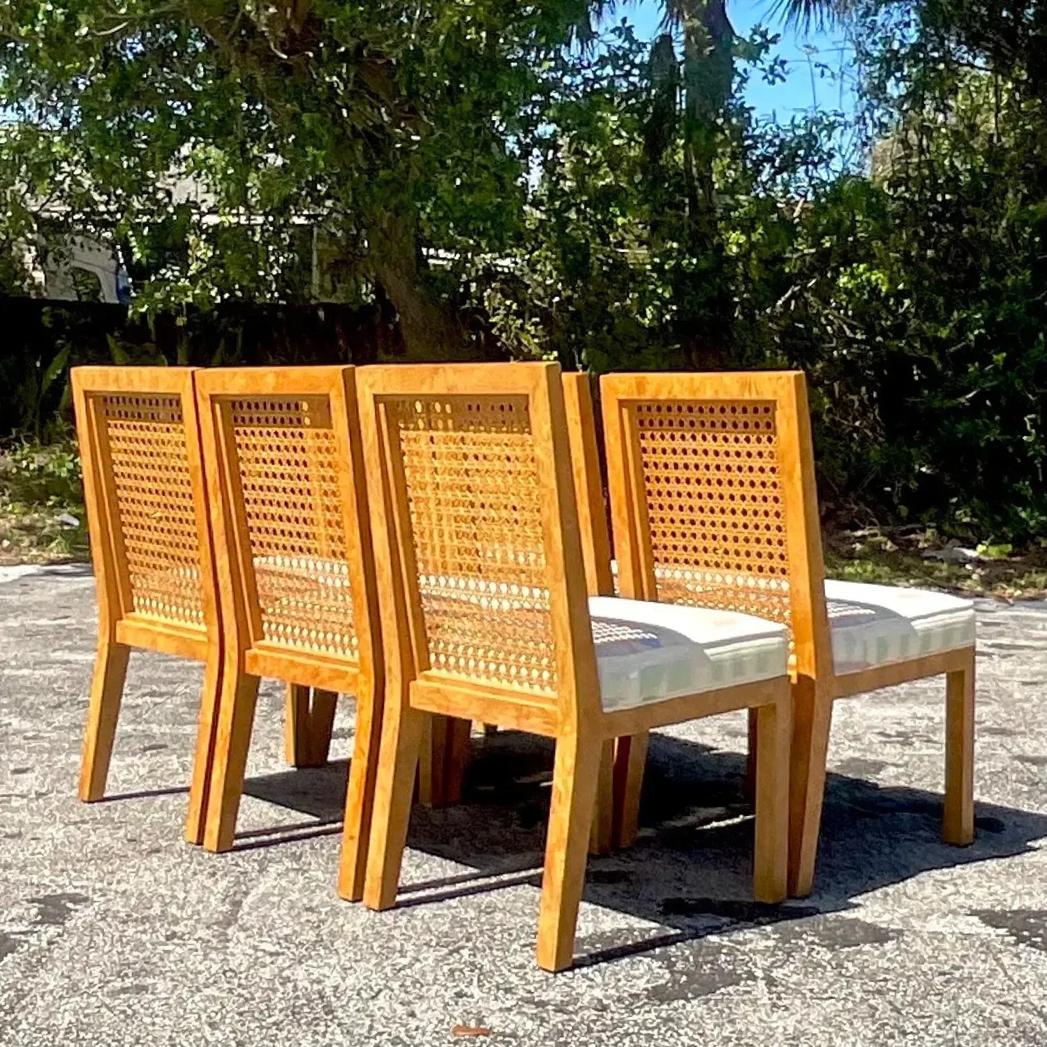 Vintage Boho Cane and Burl Wood Dining Chairs After Widdicomb - Set of 6 — additional photo 2