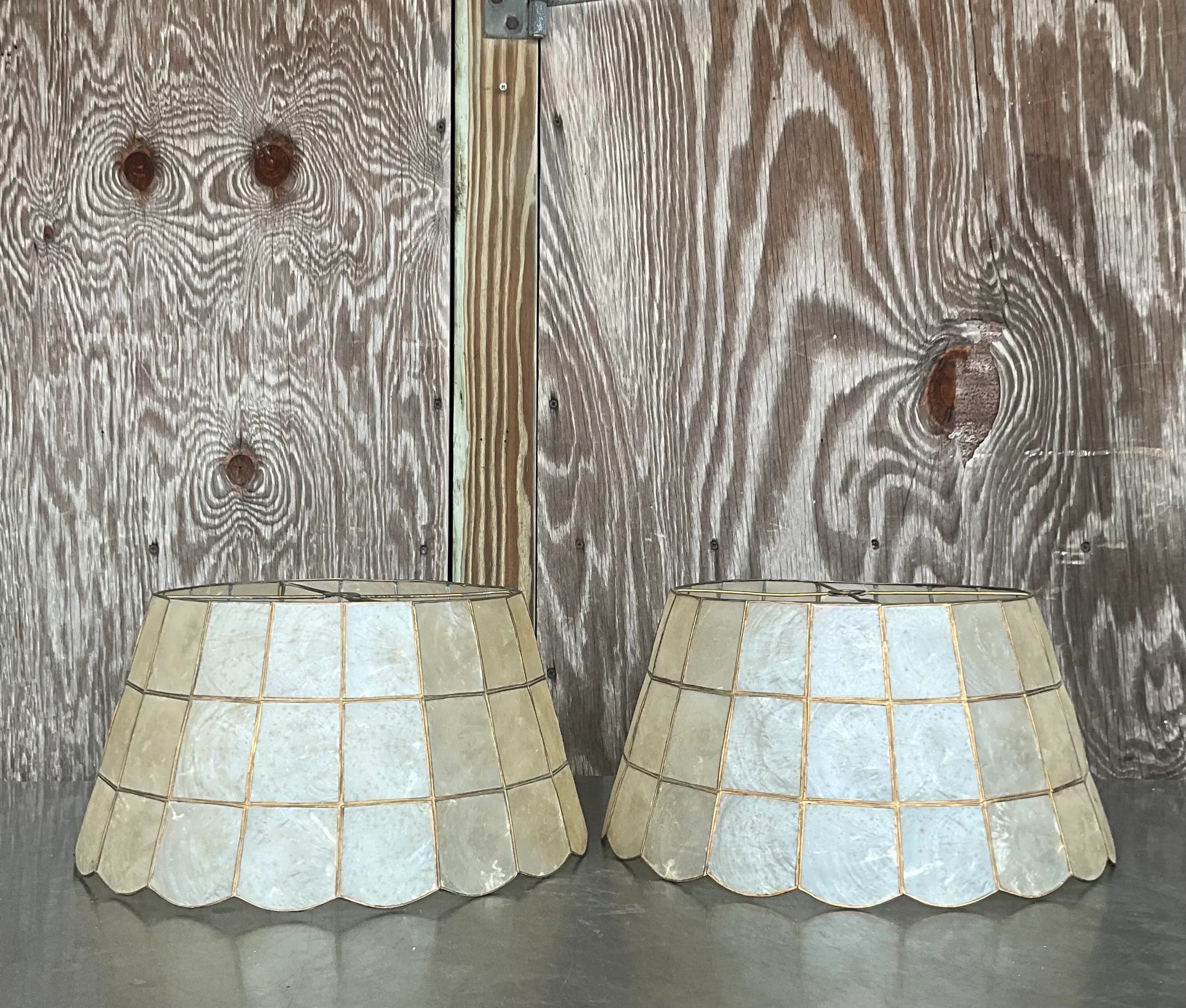 Vintage Boho Capiz Shell Lamp Shades- a Pair — additional photo 3