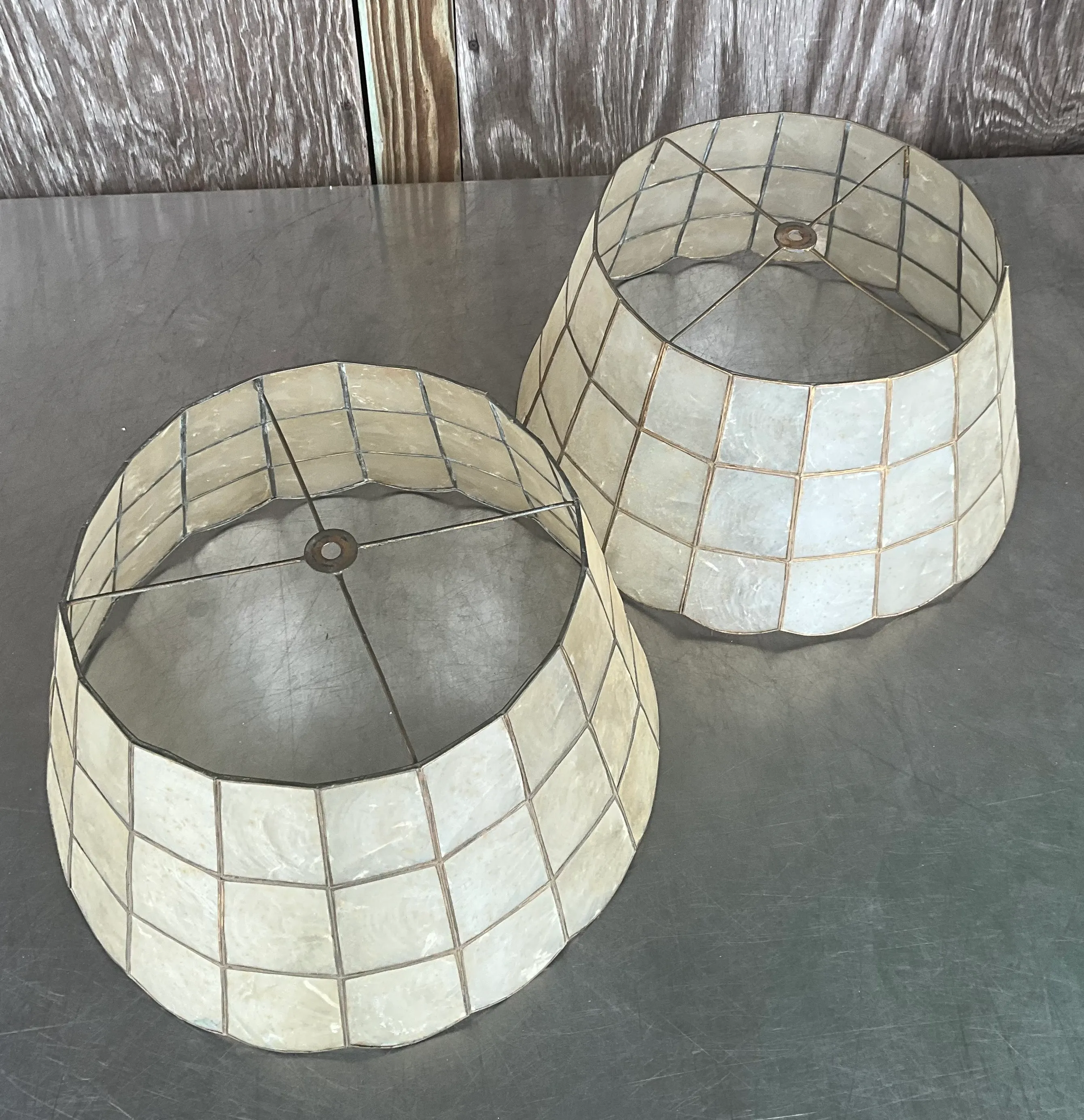 Vintage Boho Capiz Shell Lamp Shades- a Pair — additional photo 5