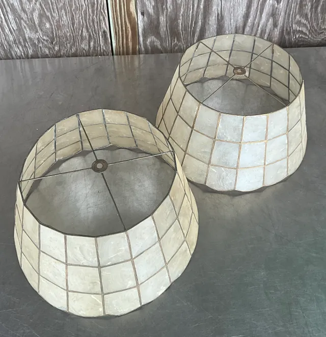 Vintage Boho Capiz Shell Lamp Shades- a Pair — additional photo 5