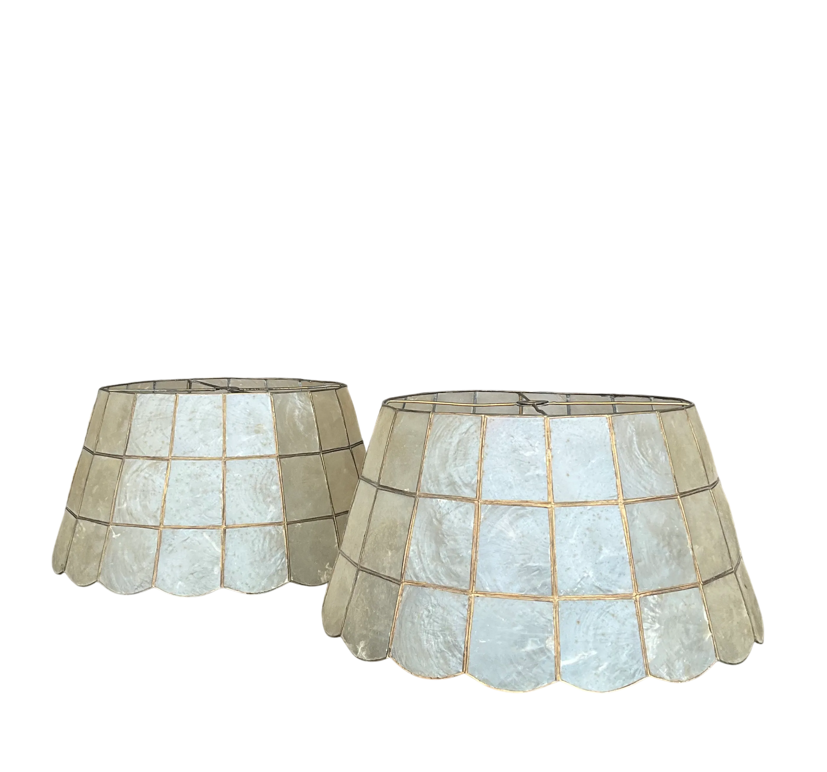 Vintage Boho Capiz Shell Lamp Shades- a Pair — additional photo 6