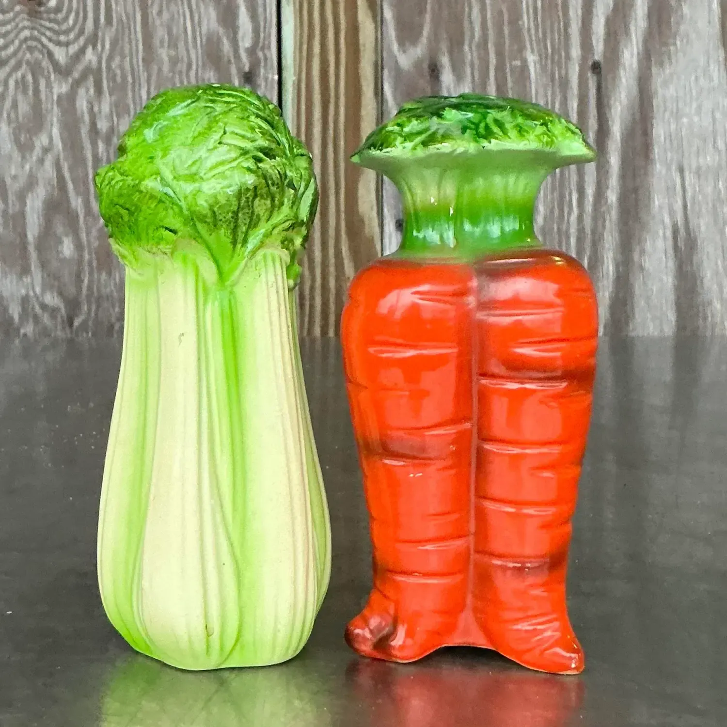 Vintage Boho Carrots and Celery Salt and Pepper Shaker Set — additional photo 2