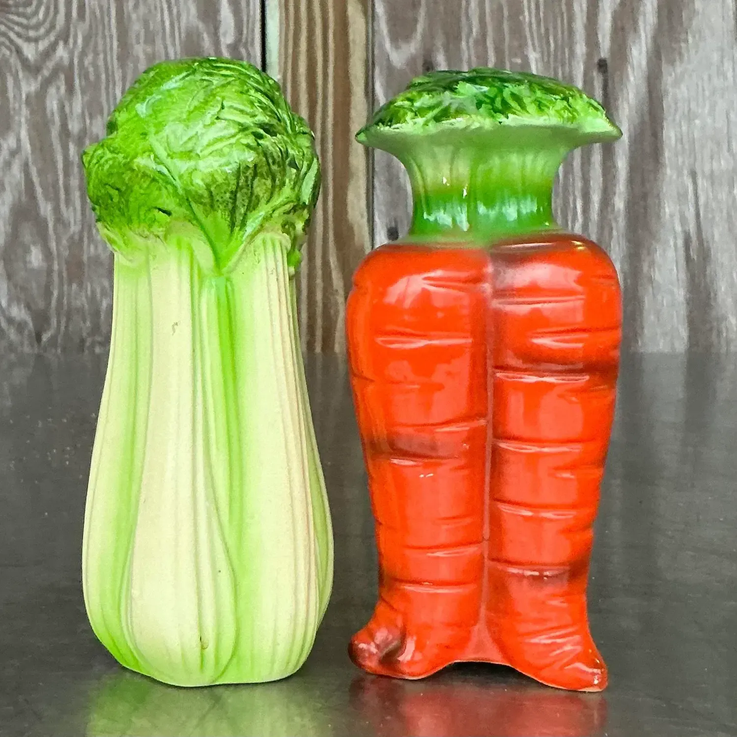 Vintage Boho Carrots and Celery Salt and Pepper Shaker Set — additional photo 4