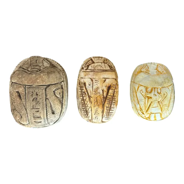 Vintage Boho Carved Egyptian Scarabs - Set of 3 — additional photo 2