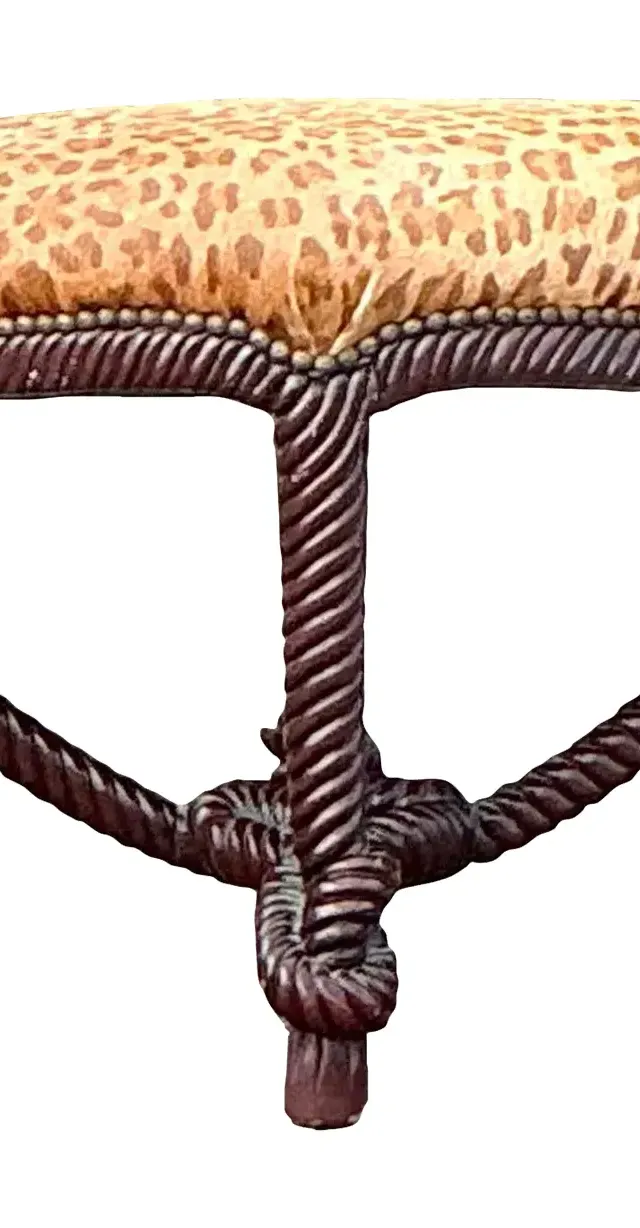 Vintage Boho Carved Knot Low Stool