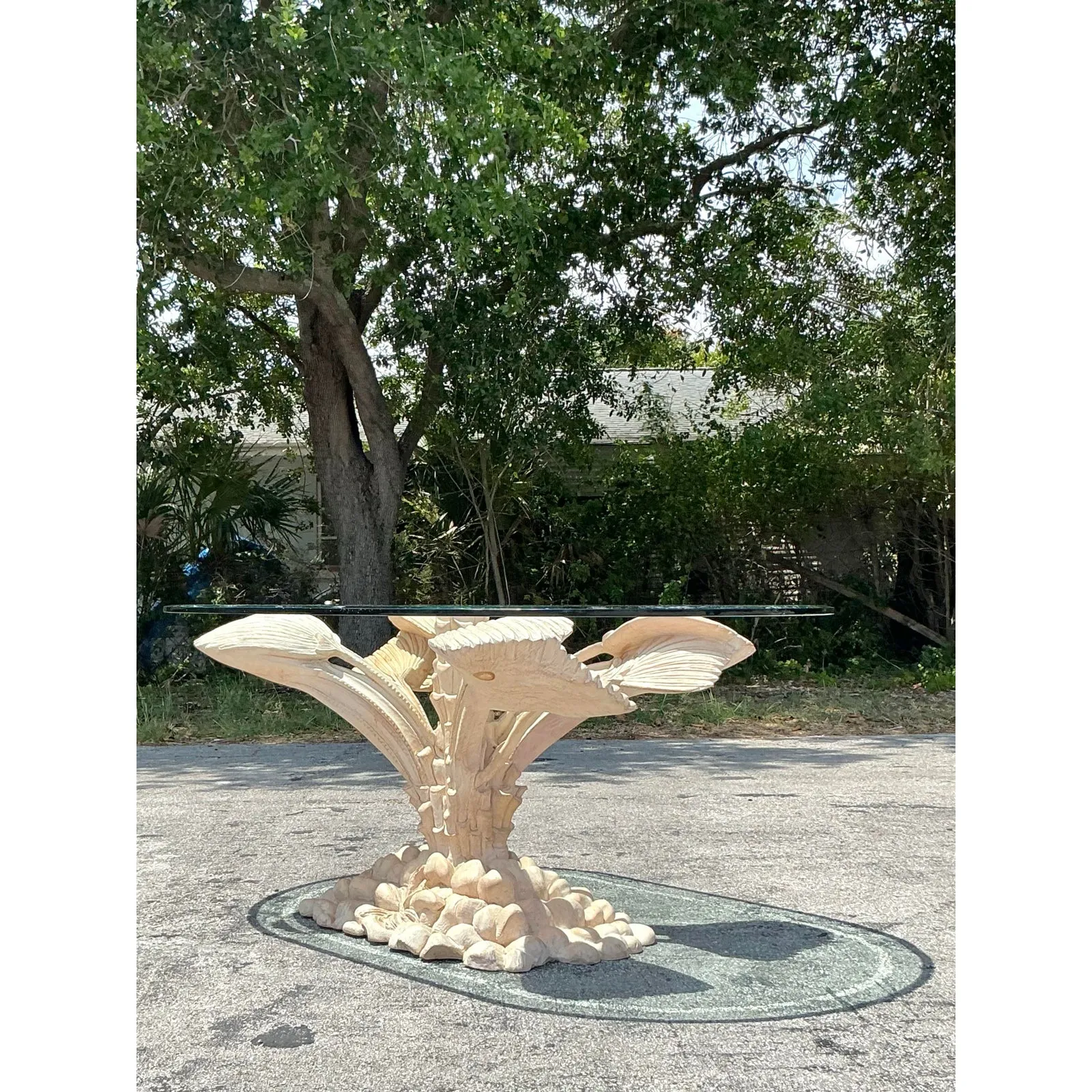 Vintage Boho Carved Palm Tree Dining Table — additional photo 2