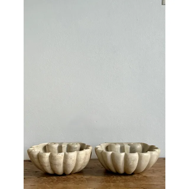 Vintage Boho Carved Stone Clam Shell Fonts - A Pair — additional photo 4