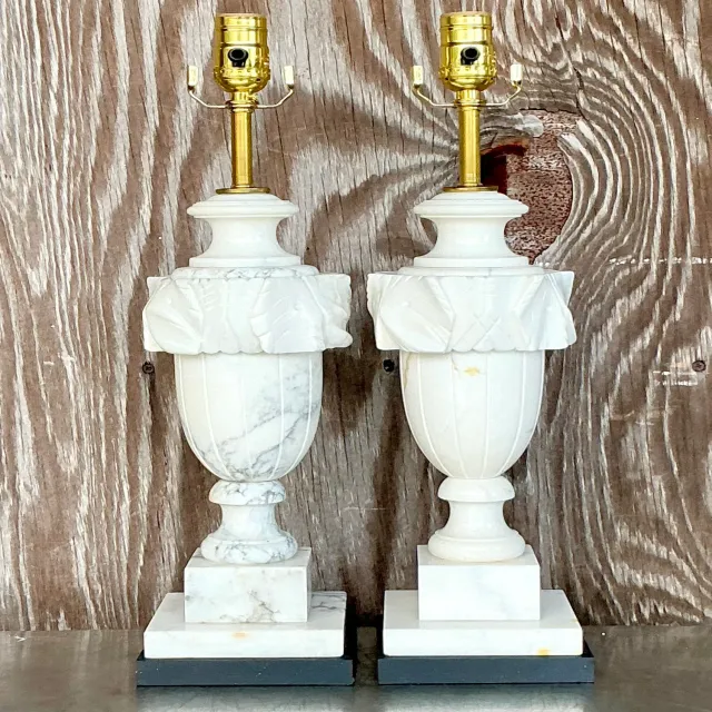 Vintage Boho Carved Stone Leaf Lamps - a Pair — additional photo 7
