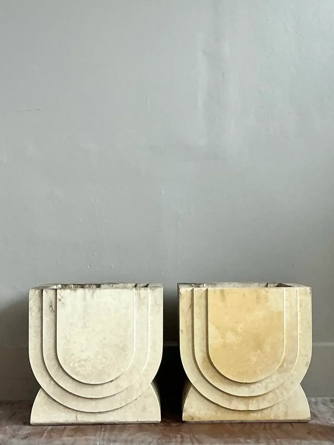 Vintage Boho Carved Stone Planters - A Pair — additional photo 6