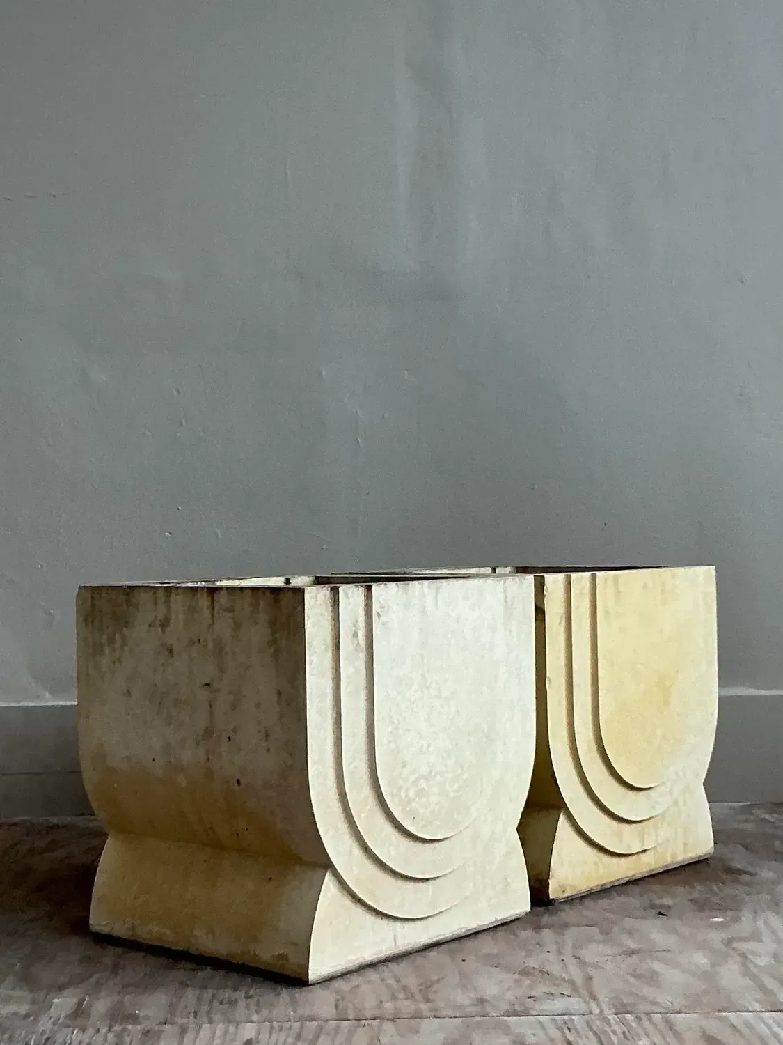 Vintage Boho Carved Stone Planters - A Pair — additional photo 3