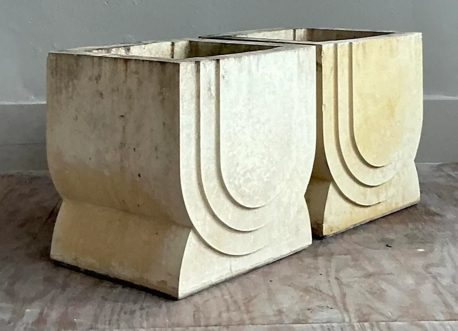 Vintage Boho Carved Stone Planters - A Pair — additional photo 4