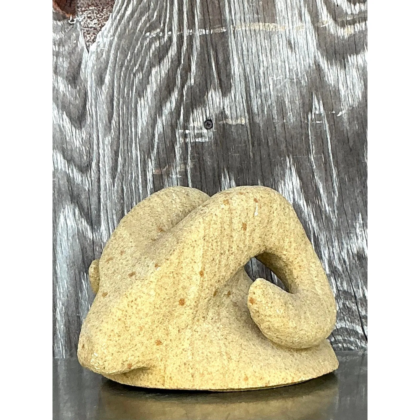 Vintage Boho Carved Stone Rams Head — additional photo 3