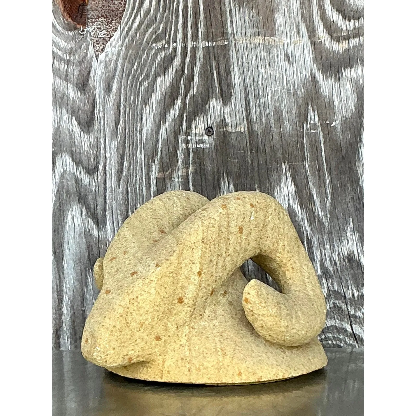 Vintage Boho Carved Stone Rams Head — additional photo 4