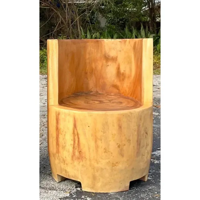 Vintage Boho Carved Tree Trunk Chair — additional photo 1