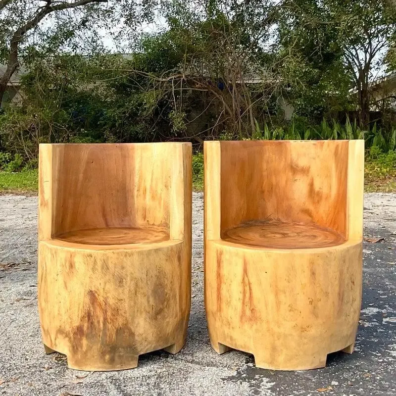 Vintage Boho Carved Tree Trunk Chair — additional photo 5